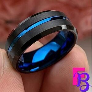 Tungsten Carbide Thin Blue Line Ring size 10 NWT